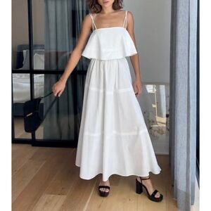 Massimo Dutti Womens Cropped Top XS White Cotton Spaghetti Strap 9404/952 NWT